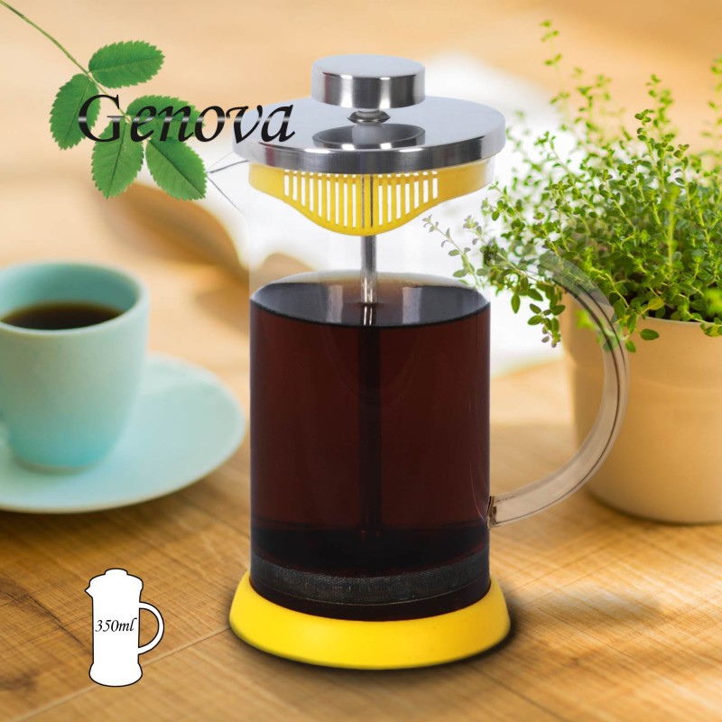 فرنچ پرس پیرکس درب استیل با پایه سیلیکونی رنگی 350 میلی لیتر جنوا (Genova French Press FPSL 350ml) فرنچ پرس پیرکس درب استیل با پایه سیلیکونی رنگی 350 میلی لیتر جنوا (Genova French Press FPSL 350ml)