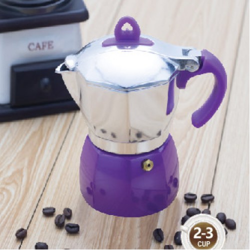 قهوه جوش اسپرسو ساز (موکاپات رو گازی) لایسنس ایتالیا بنفش سه کاپ (3 فنجان) جنوا (Genova Moka Pot KPX-3 Purple)