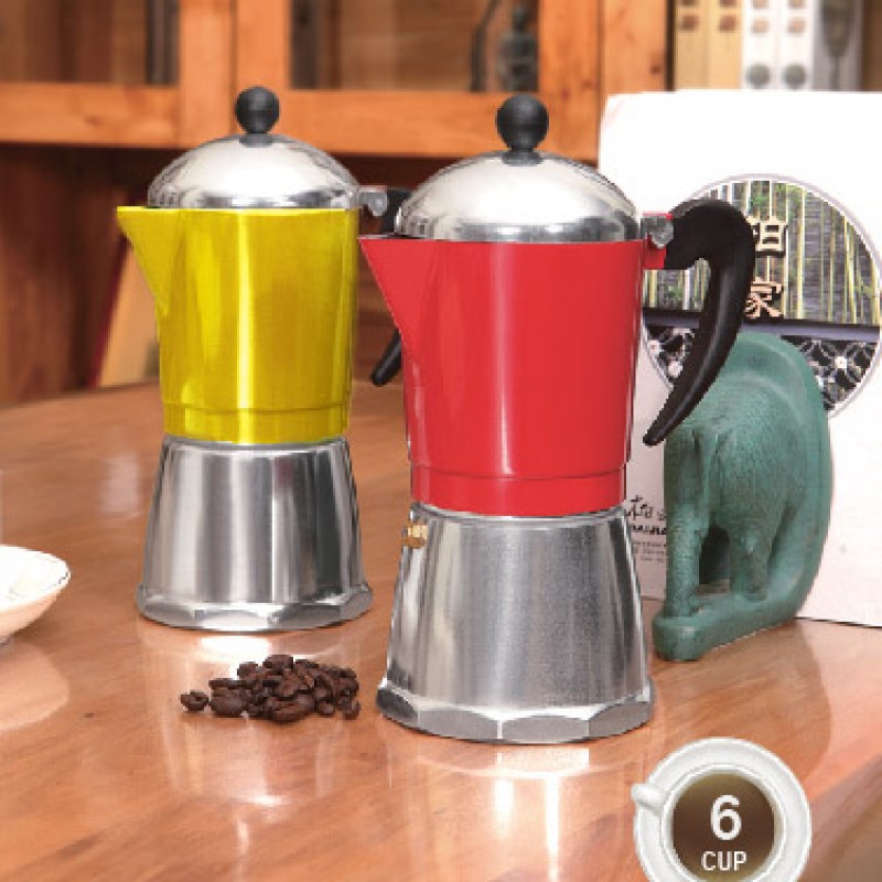 قهوه جوش اسپرسو ساز (موکاپات رو گازی) استوانه ای رنگی سه کاپ (3 فنجان) جنوا (Genova Moka Pot KPY-3)