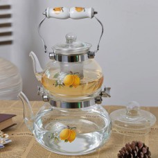 کتری و قوری پیرکس شعله مستقیم ضد شوک حرارت با دسته سرامیک از بالا جنوا (Genova Kettle & Teapot KTPU)