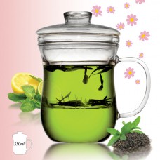 لیوان دمنوش (چای سبز و...) تمام پیرکس 350 میلی لیتر جنوا (Genova Tea Glass + Filter + Lid TM-361 350ml)
