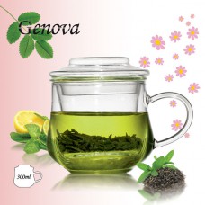 لیوان دمنوش (چای سبز و...) تمام پیرکس 300 میلی لیتر جنوا (Genova Tea Glass + Filter + Lid TM-40 300ml)